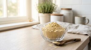 Dehydrated ginger spice ground into a fine powder for highly concentrated anti-inflammatory usage.