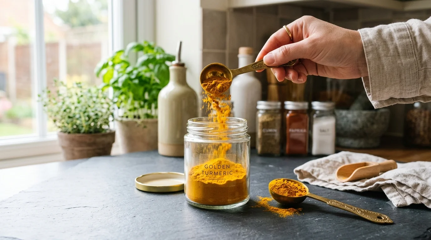 A close-up of premium ground spice showcasing the concentrated nature of powdered ginger vs fresh ginger.
