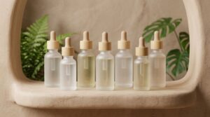 A diverse collection of clean cosmetic bottles representing unbiased, independent skin choices.