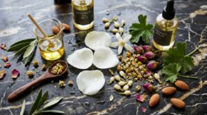 Pure organic botanicals illustrating the best organic skincare products for sensitive skin.